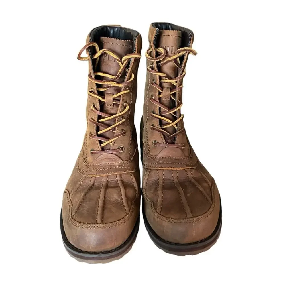 Polo Ralph Lauren Whitsand Brown Leather Lace Up Boots size 10.5